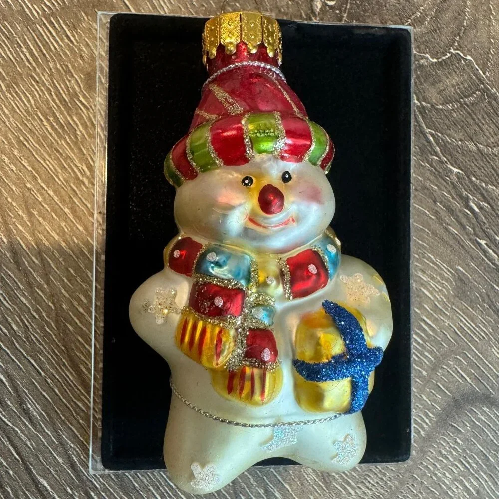 Christmas Snowman Glass Ornaments.